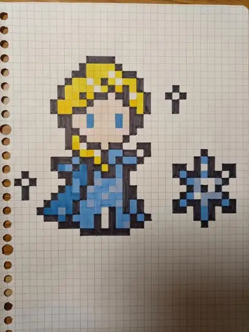 像素画临摹176–迪士尼公主艾莎