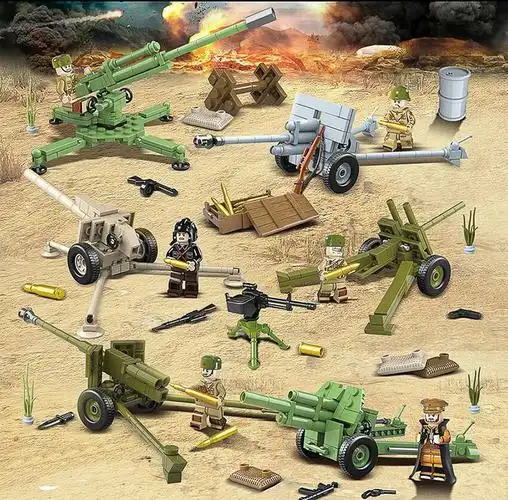 乐高lego积木诺曼底登陆拼装反坦克炮九二步兵高射榴弹炮男孩子玩具