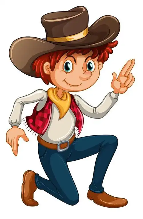 牛仔,在白色背景上的牛仔的插图