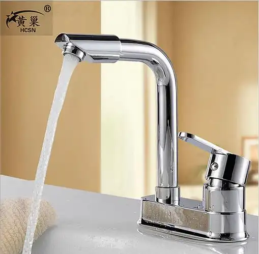 旋转台盆龙头 龙头面盆双孔水龙头 冷热 洗脸盆龙头板凳