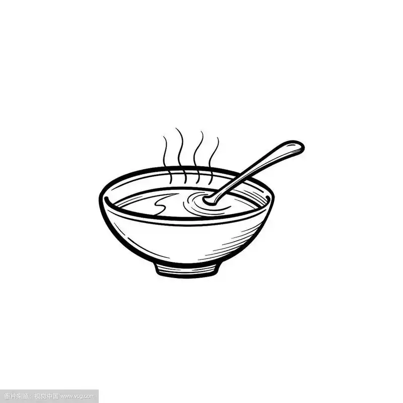 碗里的热汤手绘草图图标