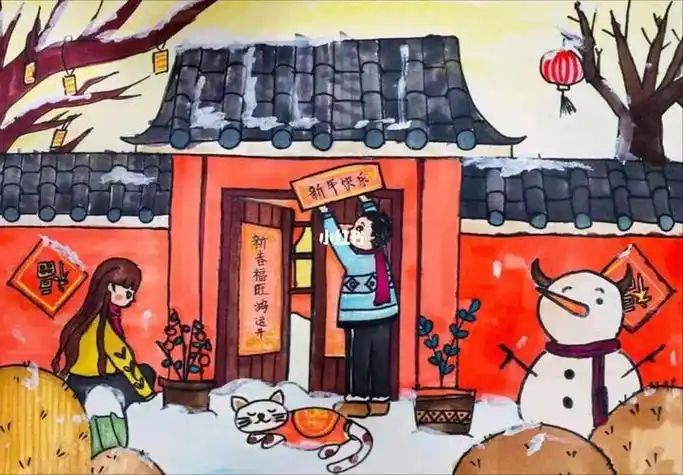 春节画春节画画作品春节画简单漂亮一等奖