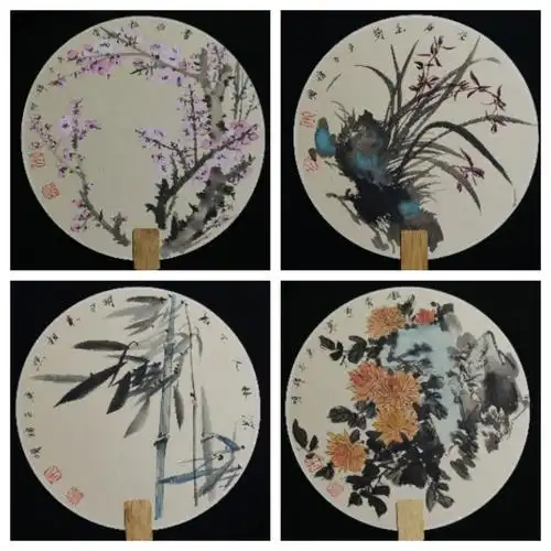 中国画团扇《梅兰竹菊》