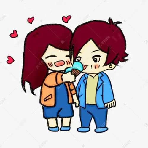 甜蜜小情侣喂吃马卡龙冰淇淋模样