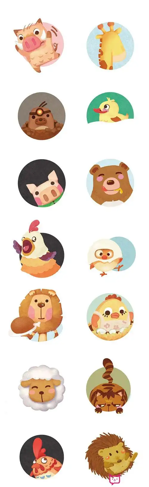 卡通可爱小动物插画,小猪小鹿儿童动物简笔画