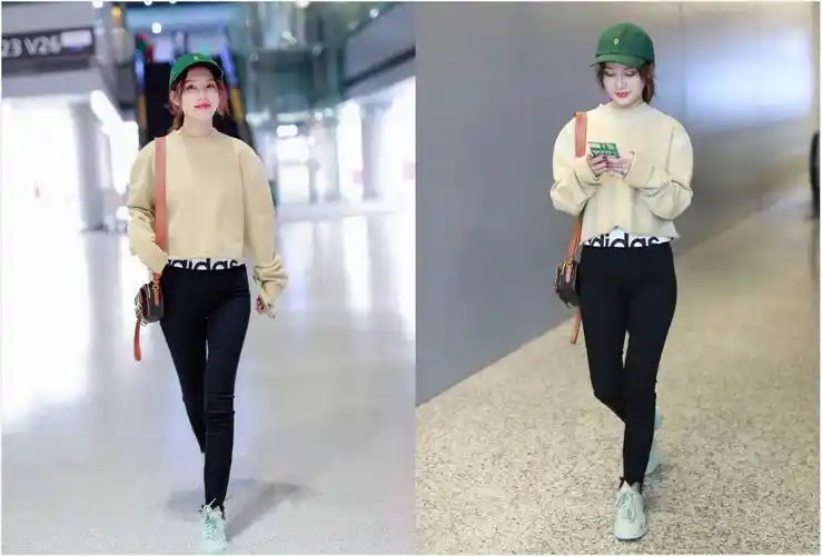 短款版型,暴露内搭的白色字母印花衣摆,吸睛亮眼,芳华减龄,下身搭配