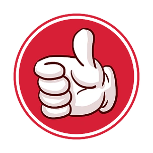 红色卡通手绘大拇指点赞按钮png免抠素材