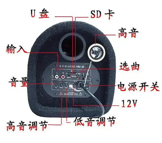 音乐元素车载低音炮a-80810有源重低音