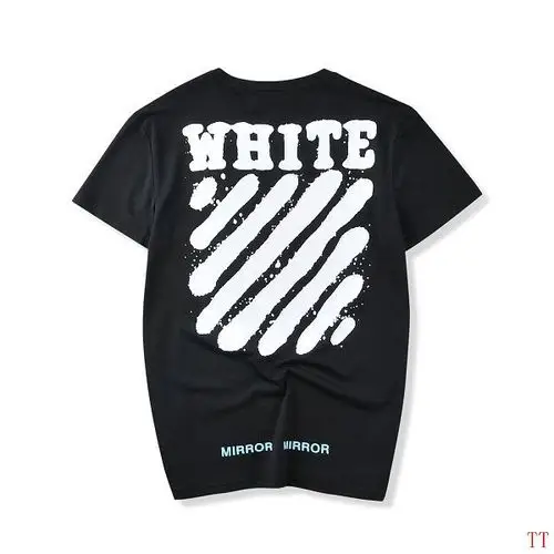 off white 短t 2017新款 经典斜纹时尚男生圆领短袖t恤 黑色