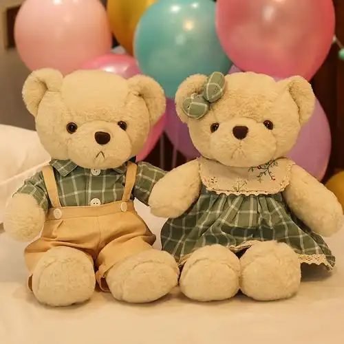 高档压床娃娃一对结婚泰迪熊情侣抱抱熊毛绒玩具娃娃可爱礼品小熊