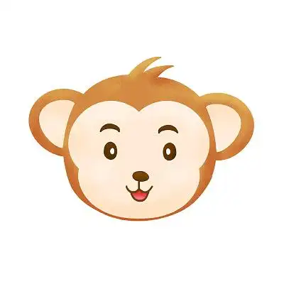彩色手绘拟人猴子卡通风格猴头可爱笑脸猴子元素