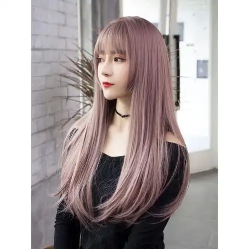 假发粉色公主长发日系lolita姬发发式长直发网网红日常整顶假发