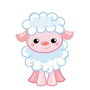 矢量插图风格卡通可爱小羊照片