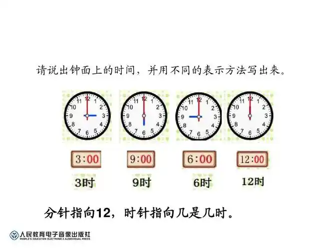 请说出钟面上的时间,并用不同的表示方法写出来.
