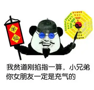 掐指一算,小兄弟你女朋友一定是充气的 - 无节操算命先生表情包(熊猫