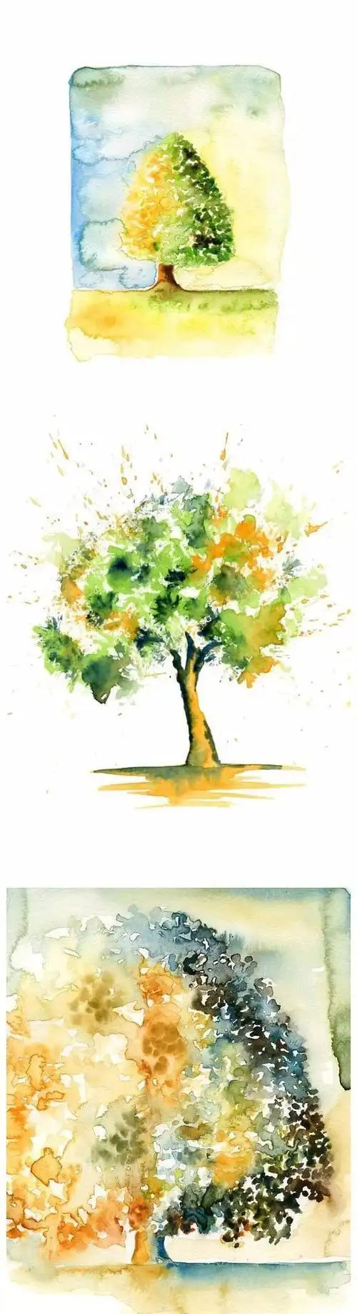 27种树的水彩画法素材,快快收藏