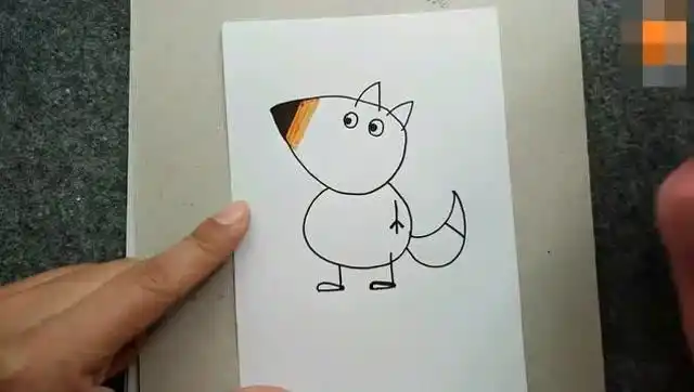 宝宝爱画画小狐狸弗雷迪简笔画步骤 , 快乐的儿童卡通画