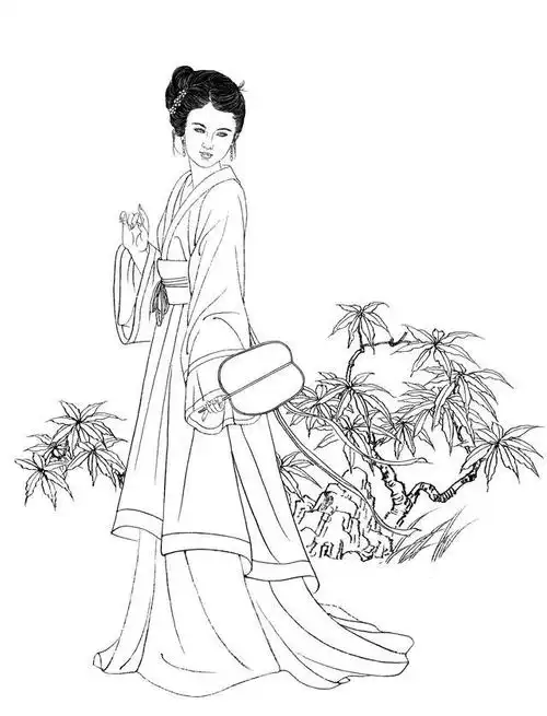 白描仕女图