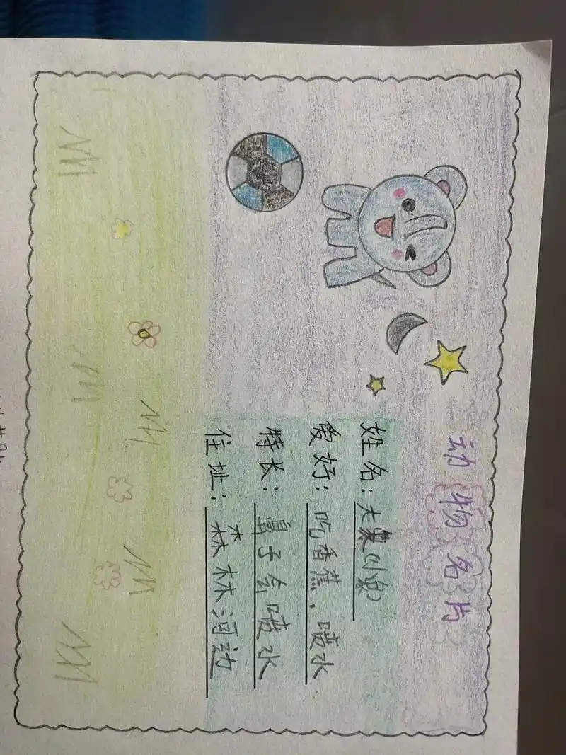 动物名片制作  二年级作业  又是瞎搞
