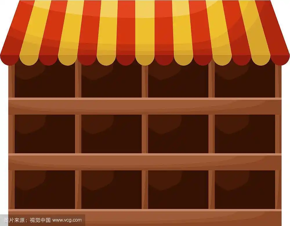 商店的空货架.内部.向量