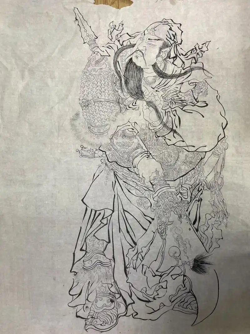 练习一张关公白描