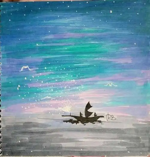 星空画简笔画马克笔