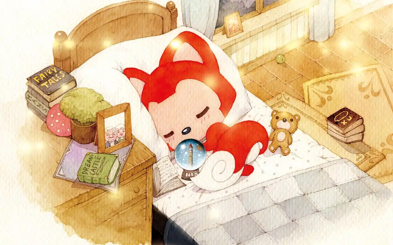 可爱的阿狸治愈系手绘卡通图片桌面壁纸高清(3)-卡通动漫-手机壁纸