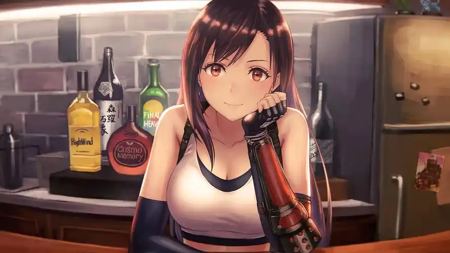 蒂法 最终幻想7 蒂法洛克哈特 凝视 酒吧 4k高清动漫壁纸图片壁纸