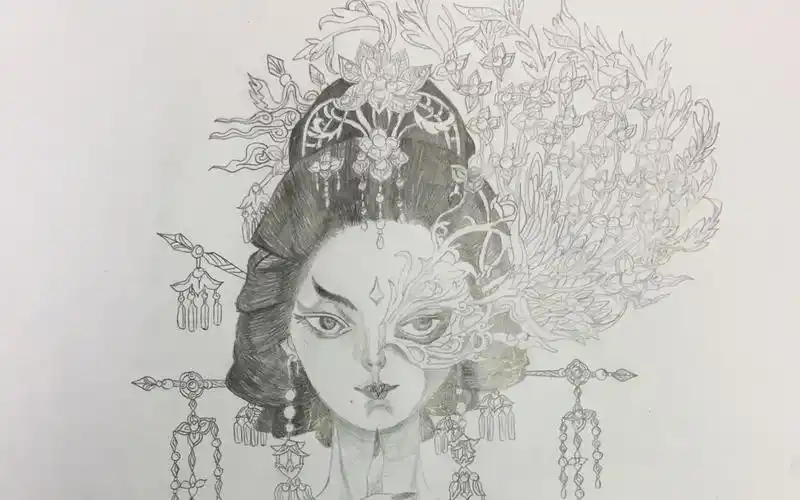 【线稿】 | 半面妆 | 临摹古戈力