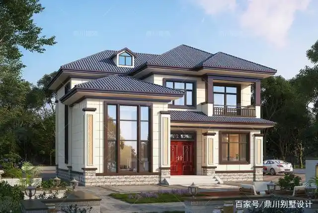 下面要分享的别墅二层新中式风格的自建房设计,中式风格与现代装饰相