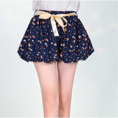 2016新款夏季大码女装百搭雪纺灯笼裤碎花超短裤热裤阔腿裤韩版潮