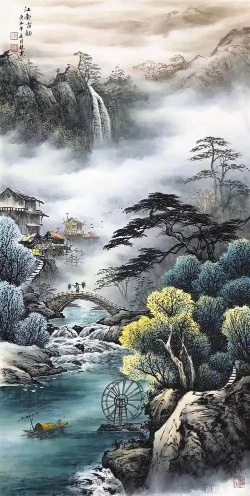 龙宽彩墨山水画系列二