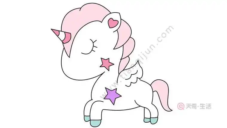 独角兽简笔画小动物彩色公主