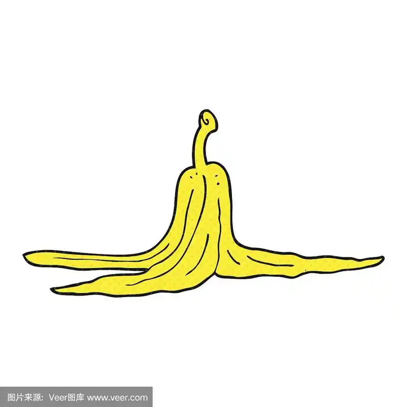 卡通,香蕉皮,滑的,可爱的,食品