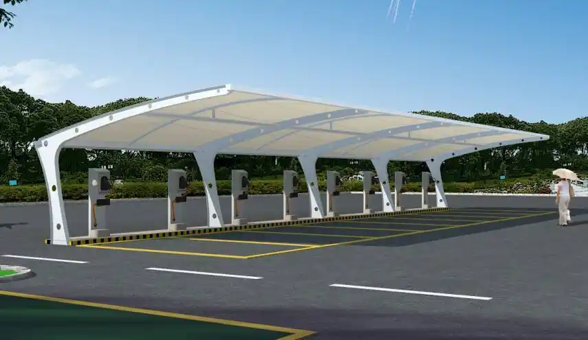 襄阳车棚***景观停车蓬 膜结构遮阳棚 张拉膜雨蓬