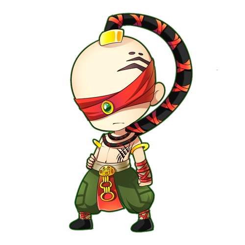 英雄联盟李青_英雄联盟q版男性蒙眼单马尾绘画作品