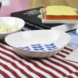 北欧蓝白条纹陶瓷餐具套装西餐盘子碗早餐盘菜盘沙拉碗米饭碗家用