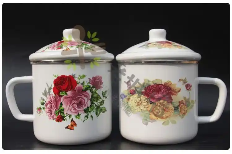 舌尖三铁瓷缸子 超大号茶缸子 1大容量搪瓷水杯复古