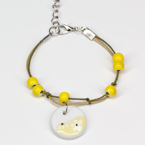 手工编织陶瓷手链韩版简约森系女学生闺蜜义乌小饰品批发 圆·黄 可