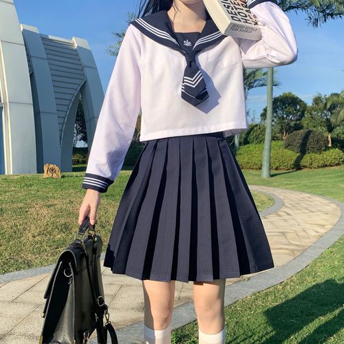海军领水手服jk制服p裙日系秋季初中高中小学生学院风校服长裙套