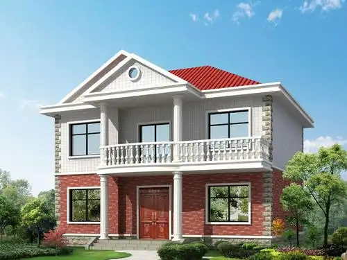 图纸名称:二层带阳台适合农村自建房_12x10米20万左右农村小别墅 点击