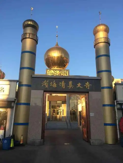 滨海清真大寺-"天津滨海新区大清真诗,门口的大哥讲因为疫.