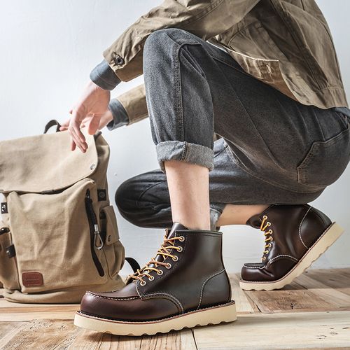 现货rw红翼875经典工装鞋6寸复古阿美咔叽男女情侣大黄马丁鞋方头