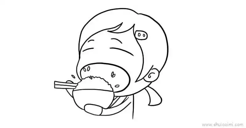 吃饭儿童画怎么画 吃饭简笔画画法