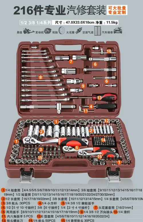 德国棘轮套筒扳手汽车维修汽修修车工具套装组合工具箱小飞小升级72齿