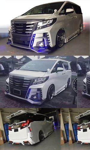 高品质alphard埃尔法改装galay黑珍珠前杠后杠侧裙大包围