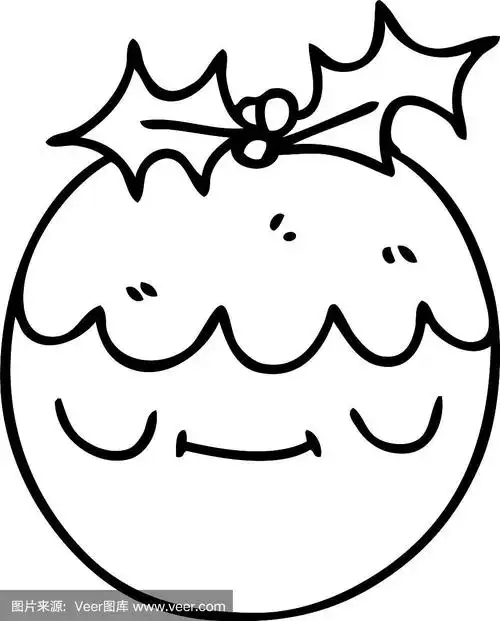 古怪的卡通圣诞布丁线画