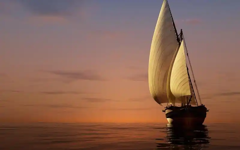 唯美夕阳下的帆船素材电脑桌面壁纸图片高清大图预览1920x1080_风景