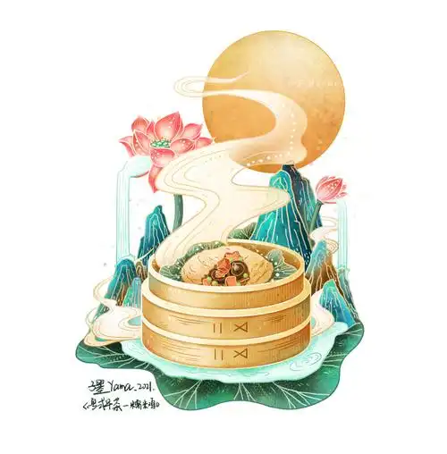 国风插画粤式美食文化