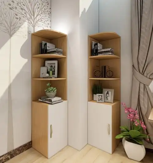 角柜墙角柜客厅拐角三角置物架多功能转角柜子储物柜简约边角柜 白色